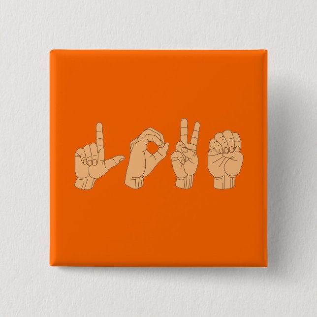 LOVE in American Sign Language 15 Cm Square Badge (Front)