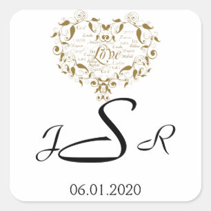 Love in Any Language in Gold Monogram Sticker