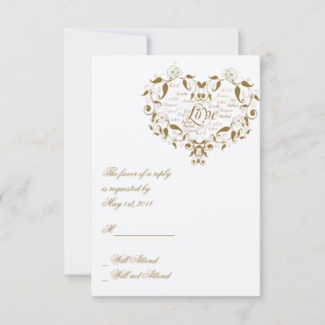Love in Any Language in Gold Response card (Front)