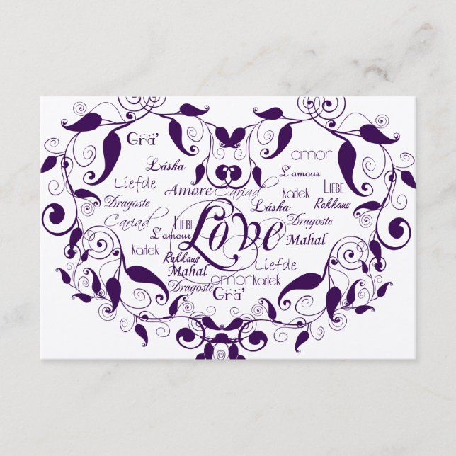 Love in Any Language in Purple Reception Card (Front)