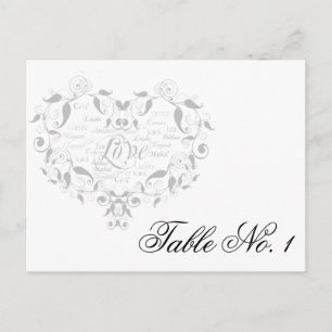 Love in Any Language in Silver Table Number Postcard