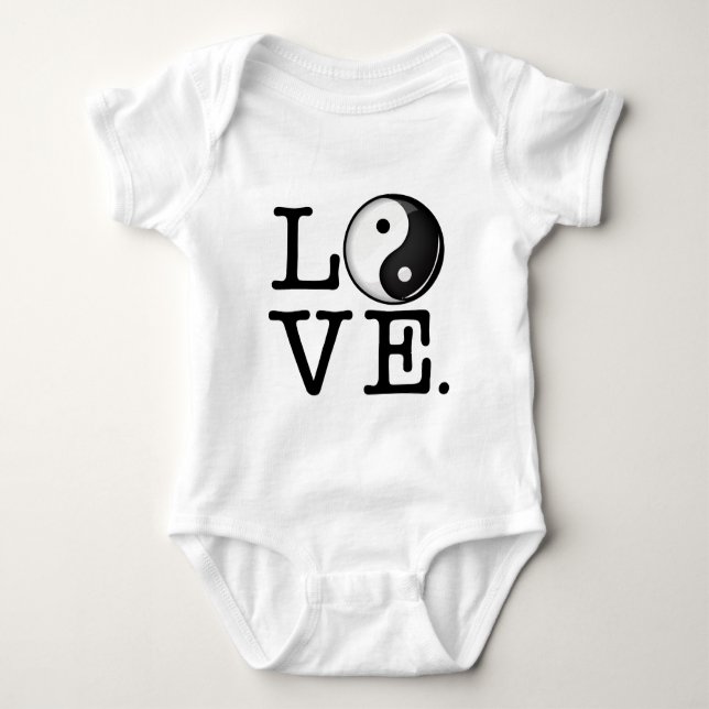 Love in Balance Shiny Yin Yang Symbol Baby Bodysuit (Front)