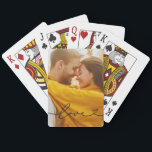 Love in Black Script with Heart Custom Photo Playing Cards<br><div class="desc">Modern and stylish custom playing cards feature a favourite photo with a minimal black "Love" typography overlay design that includes flourish and heart details. The black coloured text can be customised. A unique gift idea for a newlywed couple or for your loved one on Valentine's Day!</div>