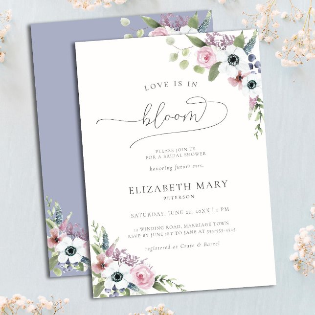  Love in Bloom Anemones Frame Floral Bridal Shower Invitation (Creator Uploaded)