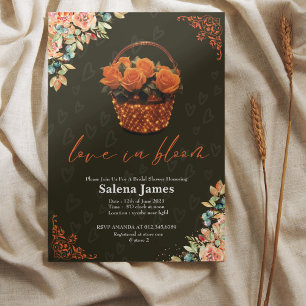 Love in Bloom Autumn Orange Floral  Bridal Shower  Invitation