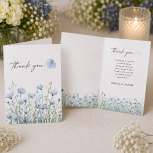 Love in Bloom Blue Bridal Shower Folded Thank You Card