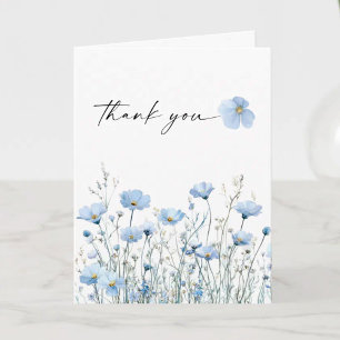 Love in Bloom Blue Bridal Shower Folded Thank You Card