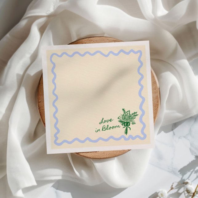 Love in Bloom Blue Green Bridal Shower Napkin (Creator Uploaded)