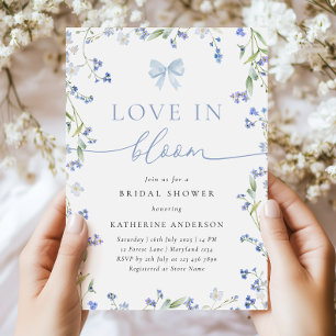 Love in Bloom Blue Wildflower Bridal Shower Invitation
