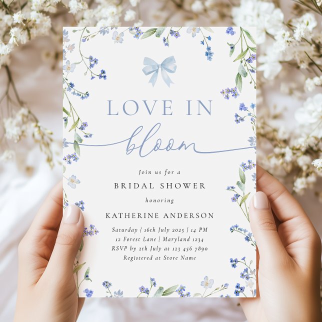Love in Bloom Blue Wildflower Bridal Shower Invitation (Creator Uploaded)