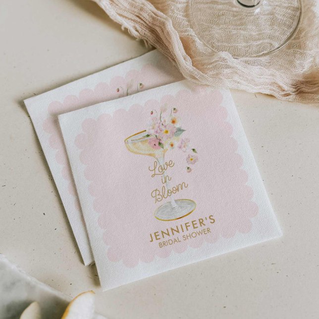 Love in Bloom Blush Pink Bridal Shower Napkin (Love in Bloom Bridal Shower Napkins)