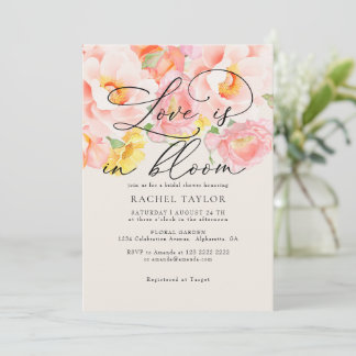 Love in Bloom Blush Pink Summer Bridal Shower Invitation