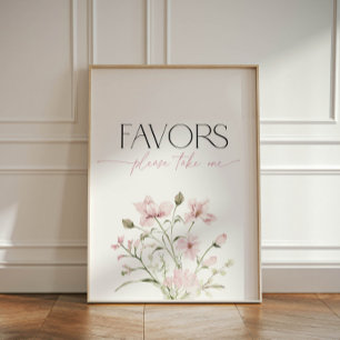 Love in Bloom Blush Pink Wildflower Take a Favour Pedestal Sign