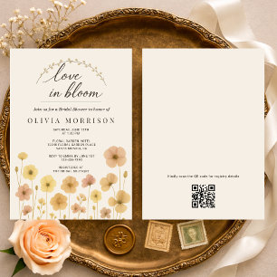 Love In Bloom Boho QR Code Bridal Shower Invitation