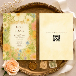 Love in Bloom Botanical QR Code Bridal Shower Invitation