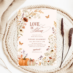Love In Bloom Bow Pumpkin Floral Bridal Shower Invitation