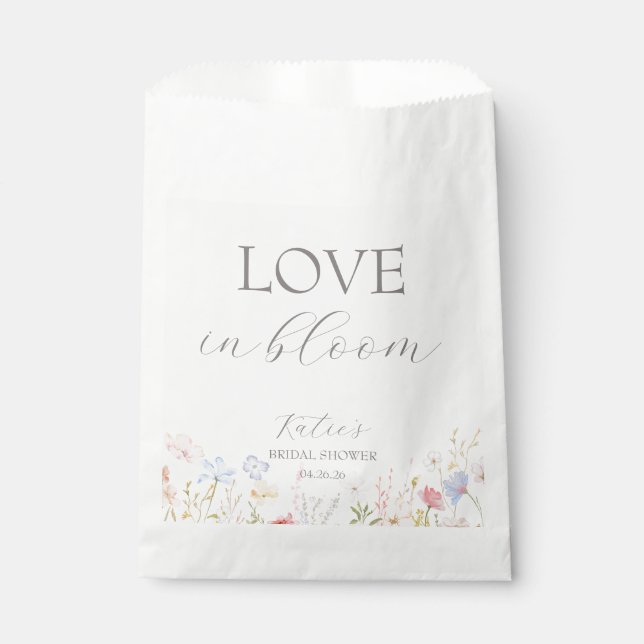 Love In Bloom Bridal Shower Flower Bar Sign Favour Bags (Front)