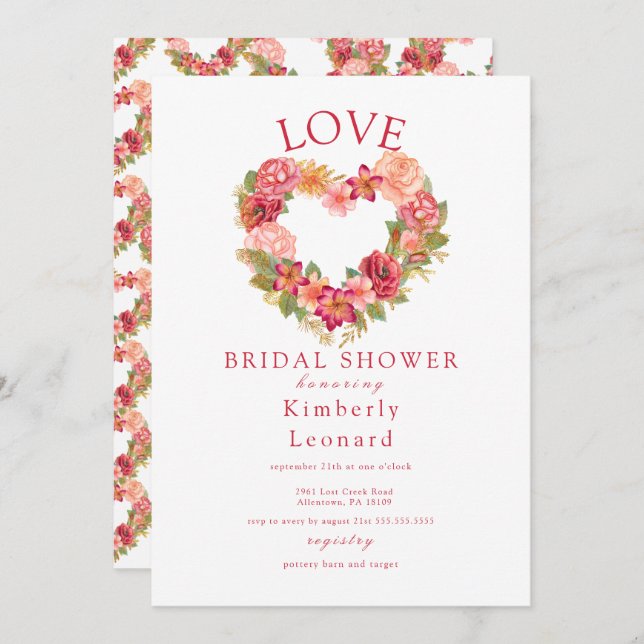 Love in Bloom Bridal Shower Invitation (Front/Back)