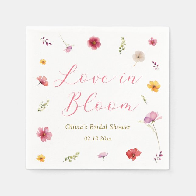 Love in Bloom Bridal Shower Napkin (Front)