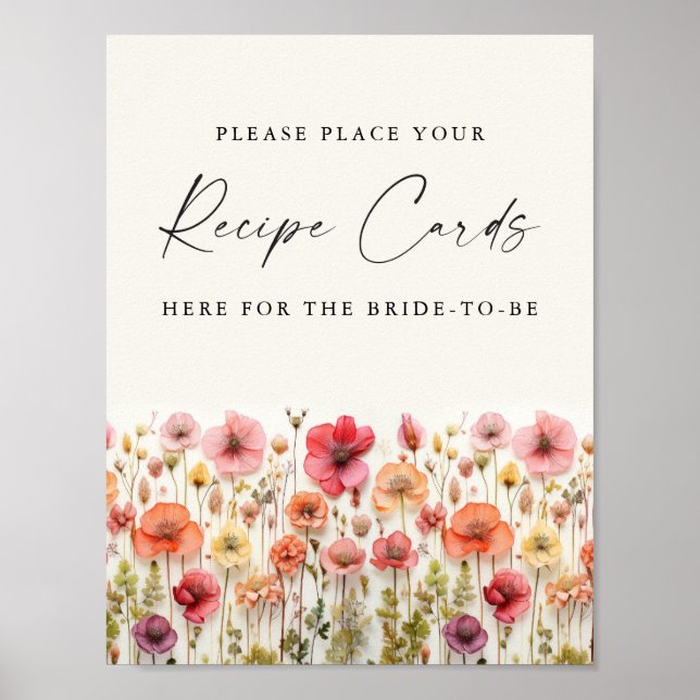 Love In Bloom Bridal Shower Recipe Cards Sign (Front)