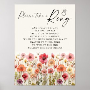 Love In Bloom Bridal Shower Ring Game Sign