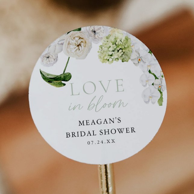 Love In Bloom Bridal Shower Thank You Favours Classic Round Sticker (Creator Uploaded)