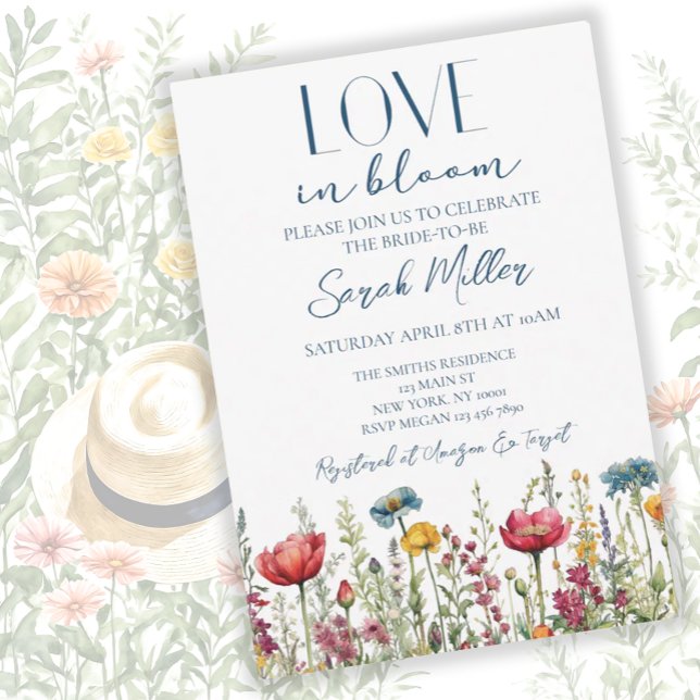 Love in Bloom Bridal Shower Watercolor Wildflower  Invitation (Creator Uploaded)
