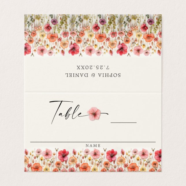 Love In Bloom Bridal Shower Wedding Place Cards (Outside Unfolded)