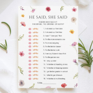 Love in Bloom Bridal Shower Who Said Game Card