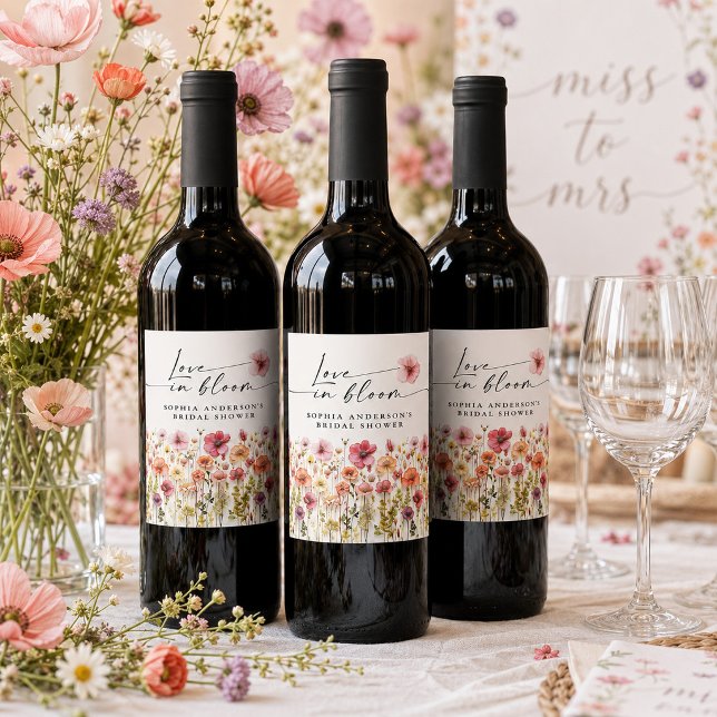 Love In Bloom Bridal Shower Wine Labels (Creator Uploaded)