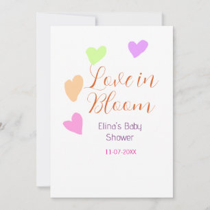 Love in Bloom colourful heart baby shower name rai Invitation