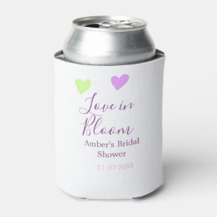 Love in Bloom colourful heart bridal shower name d Can Cooler