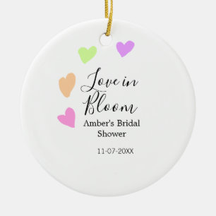 Love in Bloom colourful heart bridal shower name d Ceramic Tree Decoration