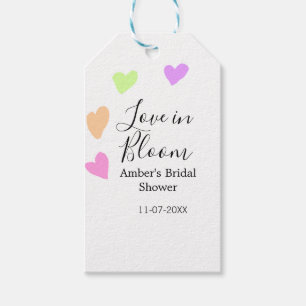 Love in Bloom colourful heart bridal shower name d Gift Tags