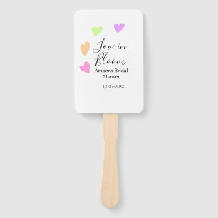Love in Bloom colourful heart bridal shower name d Hand Fan