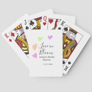 Love in Bloom colourful heart bridal shower name d Playing Cards