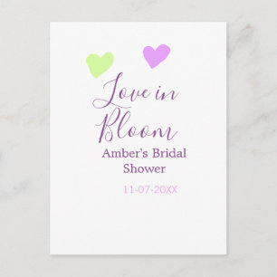 Love in Bloom colourful heart bridal shower name d Postcard