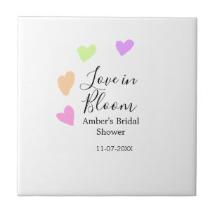 Love in Bloom colourful heart bridal shower name d Tile