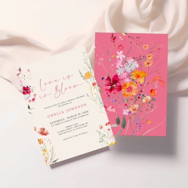 Love In Bloom Colourful Wildflower Bridal Shower Invitation (Creator Uploaded)