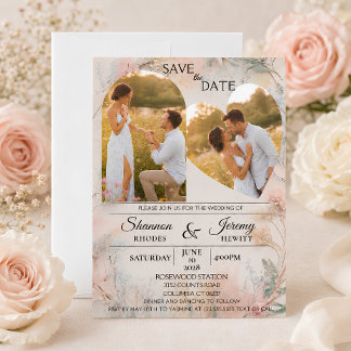 Love in Bloom Double Photo Wedding Invitation