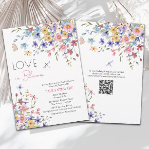 Love in Bloom Dragonflies QR Code Bridal Shower Invitation