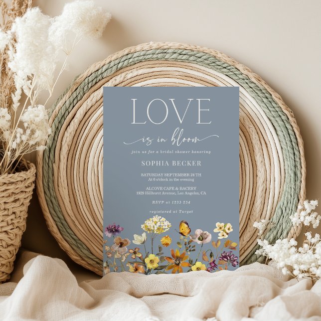 Love in Bloom Dusty Blue Wildflower Bridal Shower Invitation (Creator Uploaded)