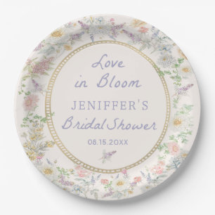 Love in Bloom Floral Bridal Shower Paper Plates 