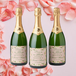 Love in Bloom Floral Bridal Shower Sparkling Wine Label