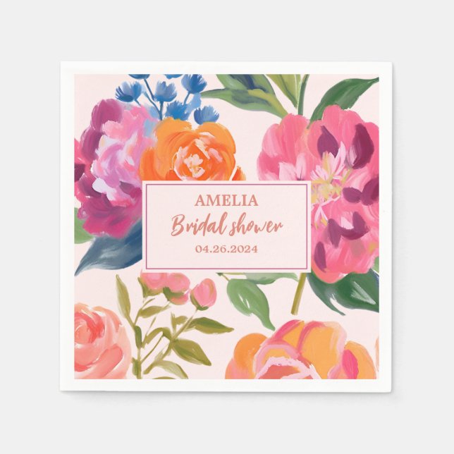 Love in bloom floral Bridal Shower Table decor Napkin (Front)