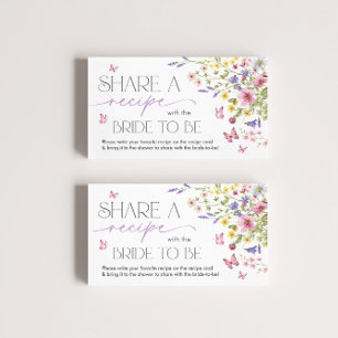 Love in Bloom Floral Butterfly Bridal Recipe Enclosure Card