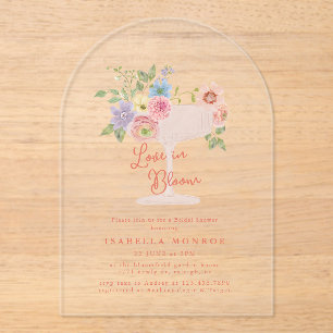 Love in Bloom Floral Garden Bridal Shower Acrylic Invitations