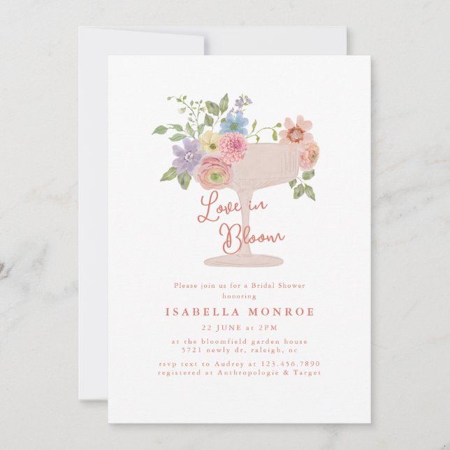 Love in Bloom Floral Garden Bridal Shower Invitation (Front)
