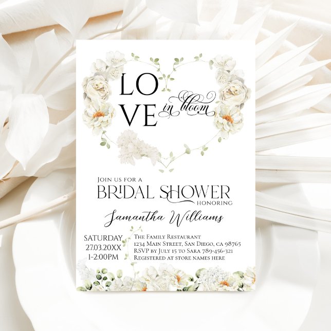 Love in Bloom Floral Heart Bridal Shower Invitation (Creator Uploaded)