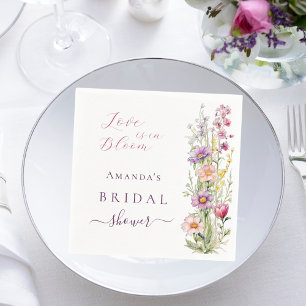 Love in bloom floral pink purple Bridal Shower Napkin